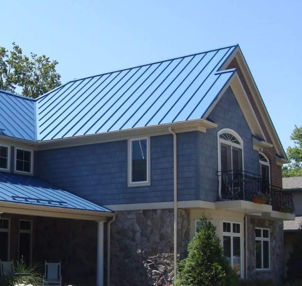 blue dimensional metal roof installed by a Affordable roofing services Suffolk, VA