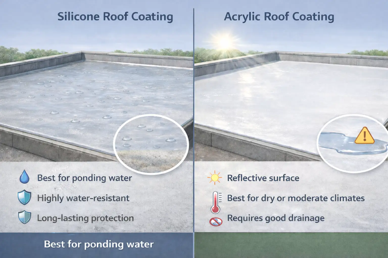 Silicone vs Acrylic Roof Coatings for Flat Roofs